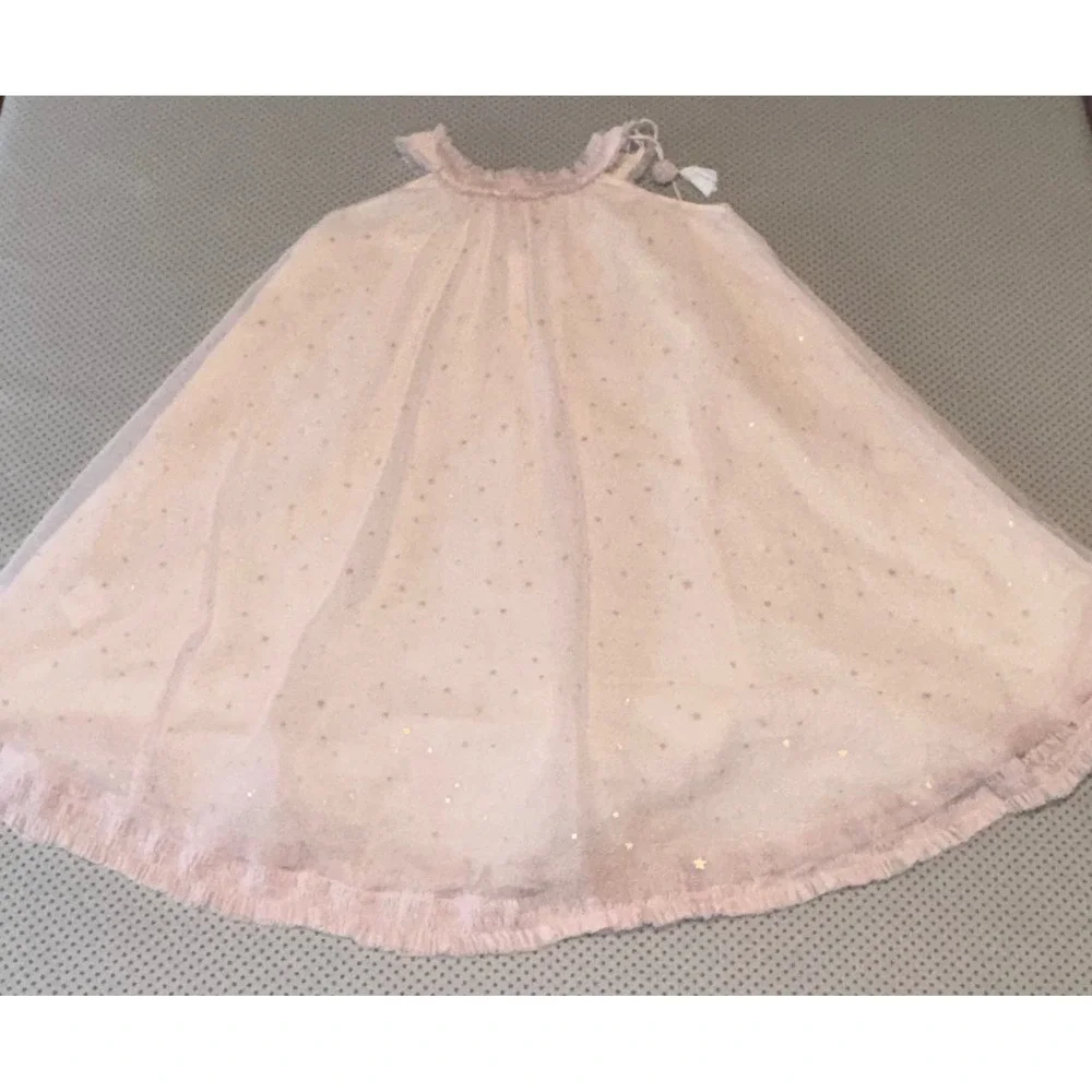 Luna Luna Collection Toddler Girl Pink Tulle Gold Star Dress Ruffle Beaded 3T